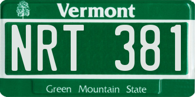 VT license plate NRT381