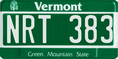 VT license plate NRT383