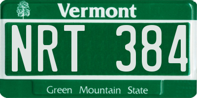 VT license plate NRT384