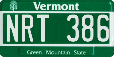 VT license plate NRT386