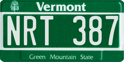 VT license plate NRT387