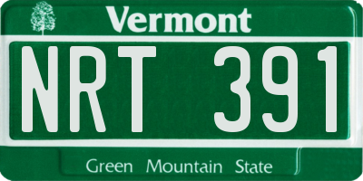VT license plate NRT391