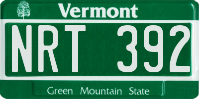 VT license plate NRT392