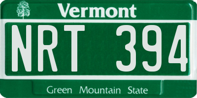 VT license plate NRT394