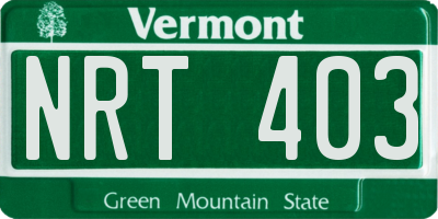 VT license plate NRT403