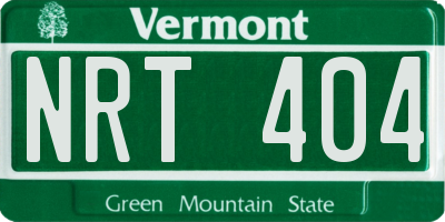 VT license plate NRT404
