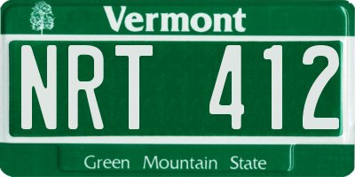 VT license plate NRT412