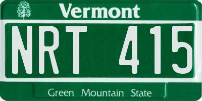 VT license plate NRT415