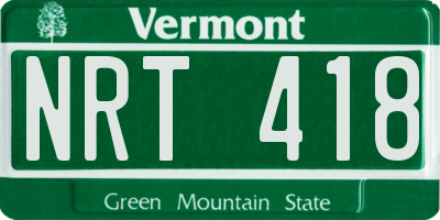 VT license plate NRT418