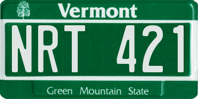 VT license plate NRT421