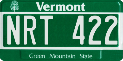 VT license plate NRT422