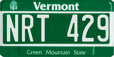 VT license plate NRT429