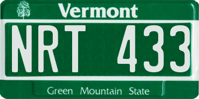 VT license plate NRT433