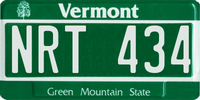 VT license plate NRT434