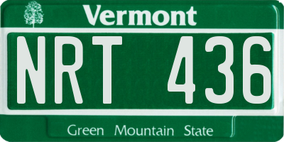 VT license plate NRT436