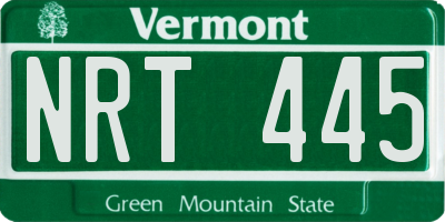 VT license plate NRT445