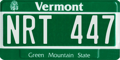 VT license plate NRT447