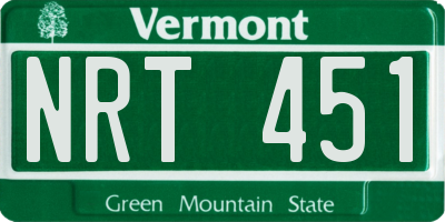 VT license plate NRT451