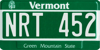 VT license plate NRT452