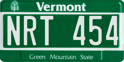 VT license plate NRT454