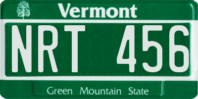 VT license plate NRT456