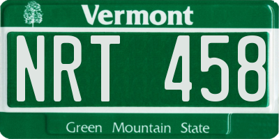 VT license plate NRT458