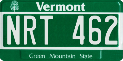 VT license plate NRT462
