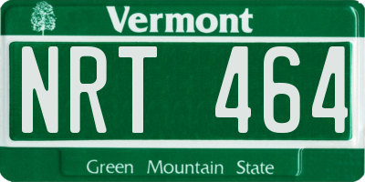 VT license plate NRT464