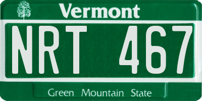 VT license plate NRT467