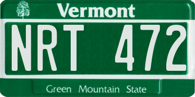 VT license plate NRT472