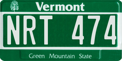 VT license plate NRT474