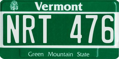 VT license plate NRT476