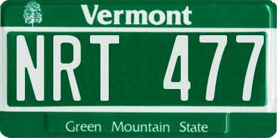 VT license plate NRT477