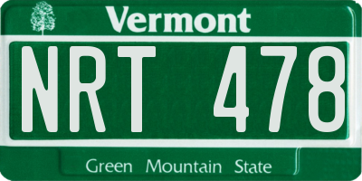 VT license plate NRT478
