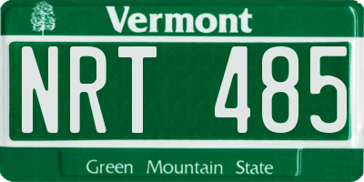VT license plate NRT485