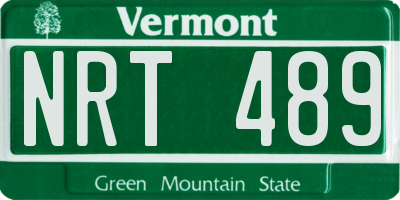 VT license plate NRT489