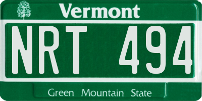 VT license plate NRT494
