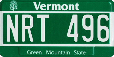 VT license plate NRT496
