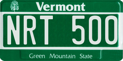 VT license plate NRT500