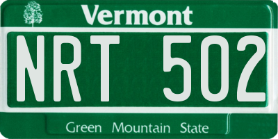 VT license plate NRT502