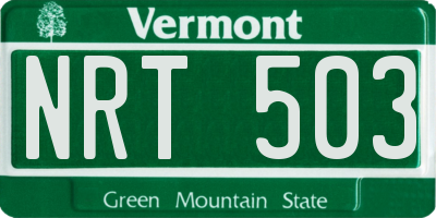 VT license plate NRT503