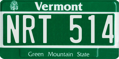 VT license plate NRT514