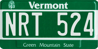VT license plate NRT524