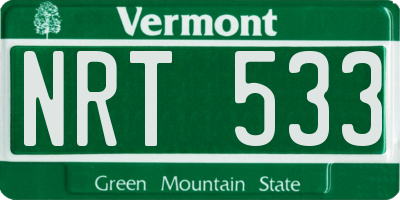 VT license plate NRT533