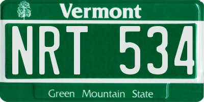 VT license plate NRT534