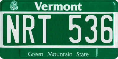 VT license plate NRT536
