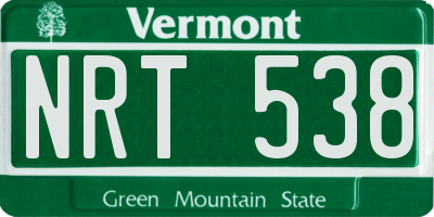 VT license plate NRT538