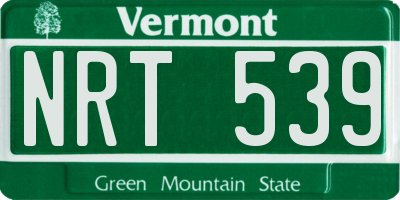 VT license plate NRT539