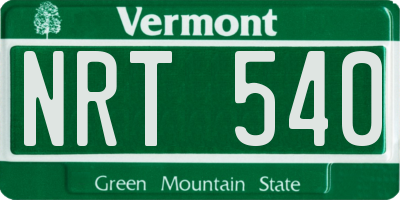 VT license plate NRT540