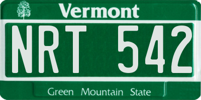 VT license plate NRT542